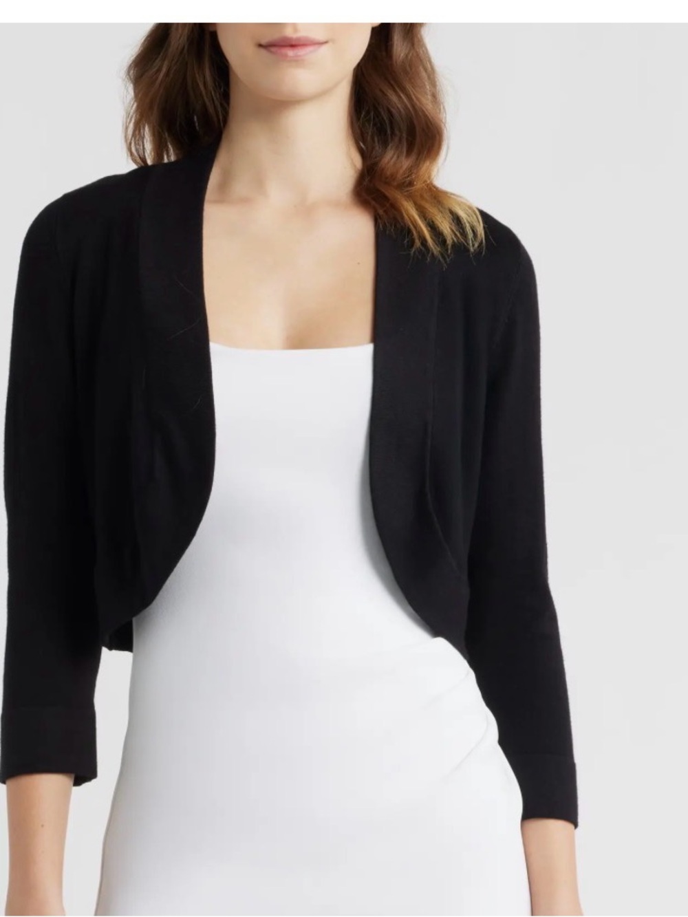 AGB Dress Cropped Open-Front Black Women's Shrug Cardigan